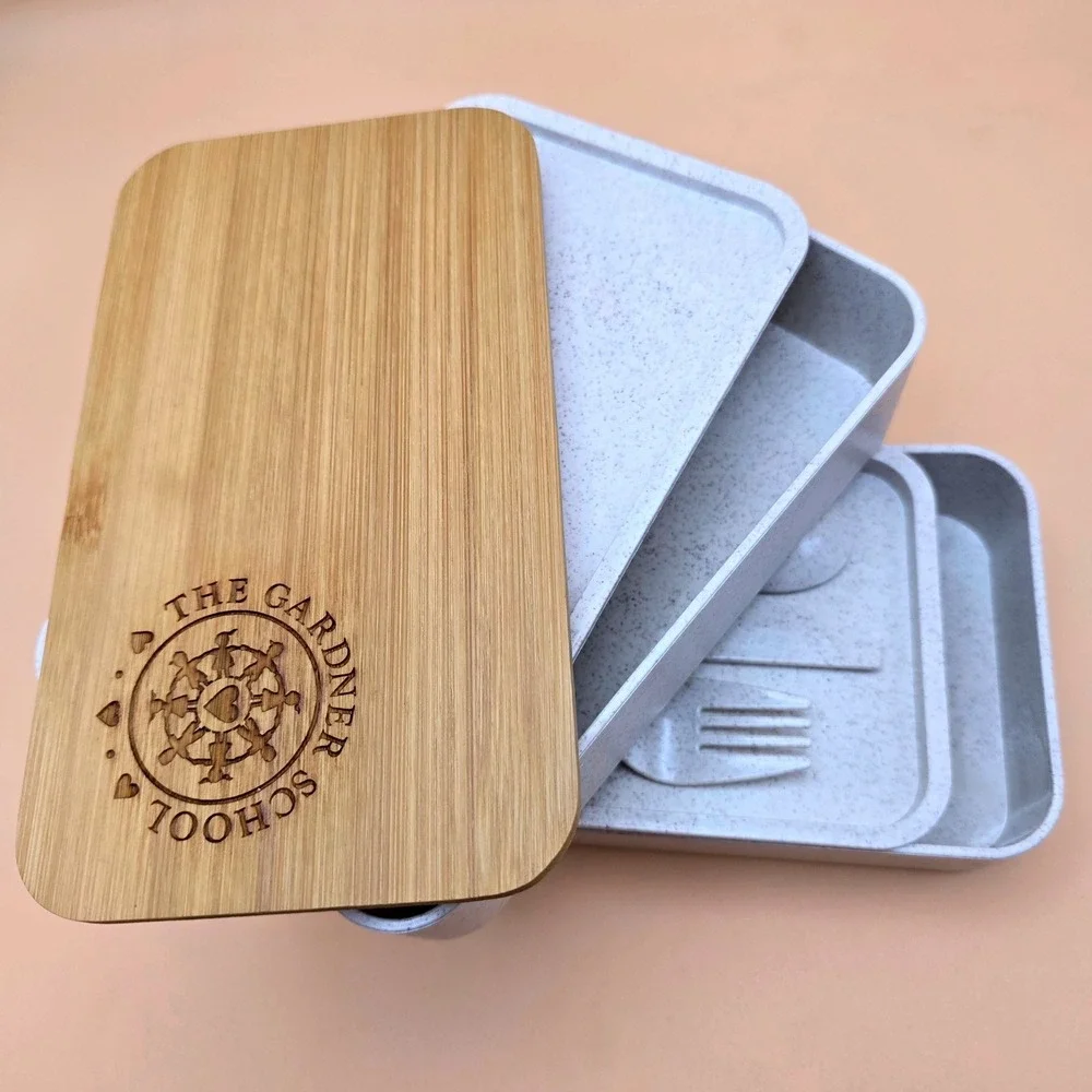 Bamboo Lid White Speckled Meal Prep Container Set